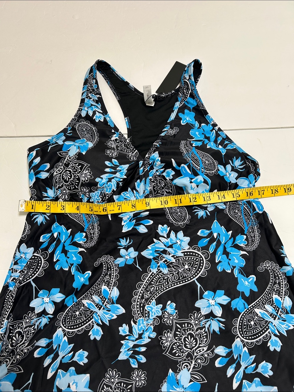 Women’s Two piece Racerback Tankini Swimsuit w/ shorts Black & Blue Size XL NWT - Picture 7 of 13